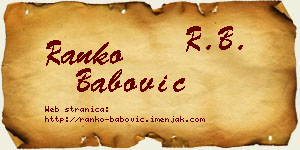 Ranko Babović vizit kartica
